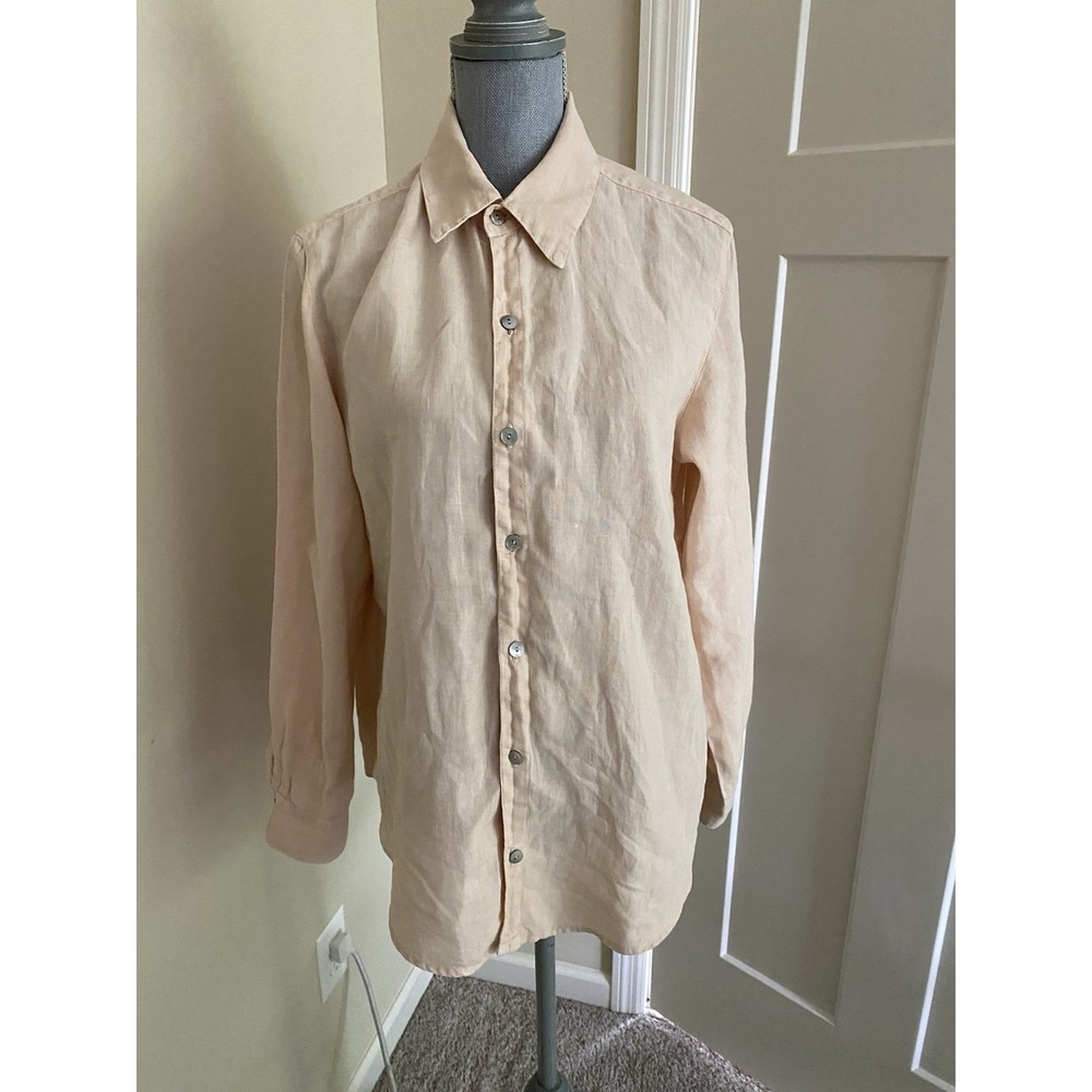 Agolde 100% Linen Button Down Shirt Medium Beige Blush Lagen R2